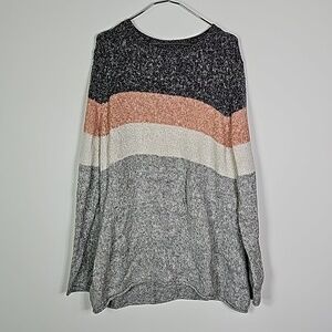 Dc jeans XL gray and pink striped sweater